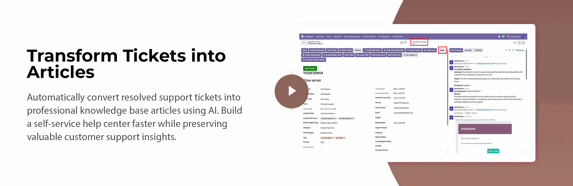 Transform Tickets into Articles