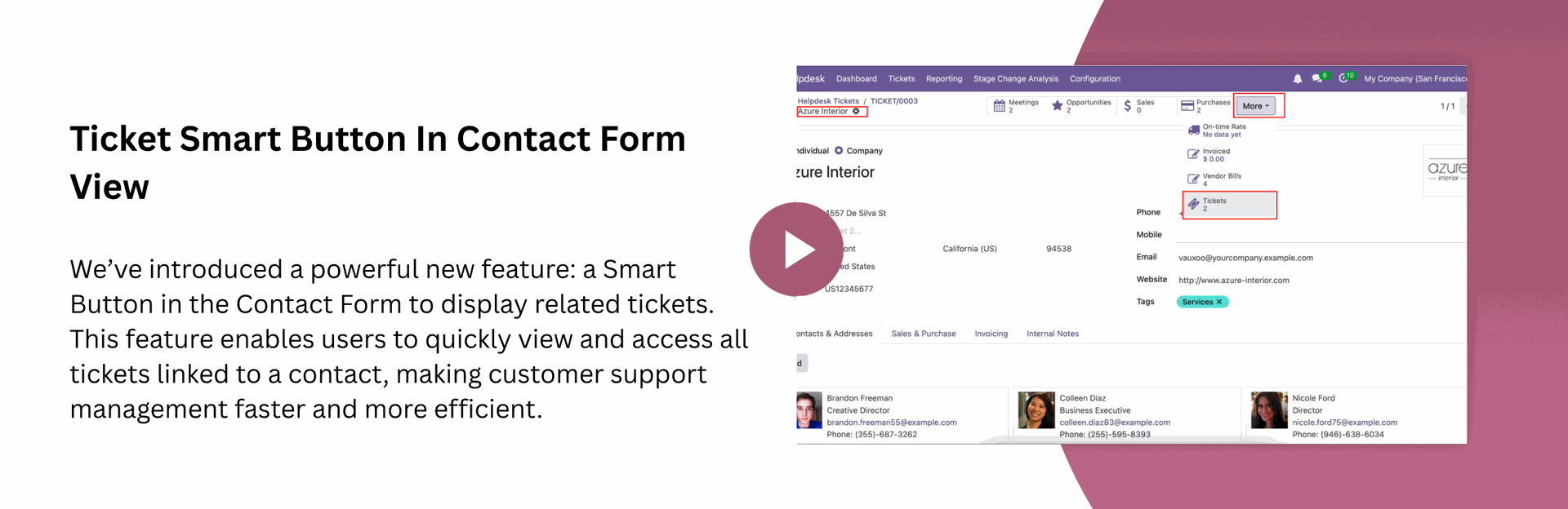 Ticket Smart Button In Contact Form View