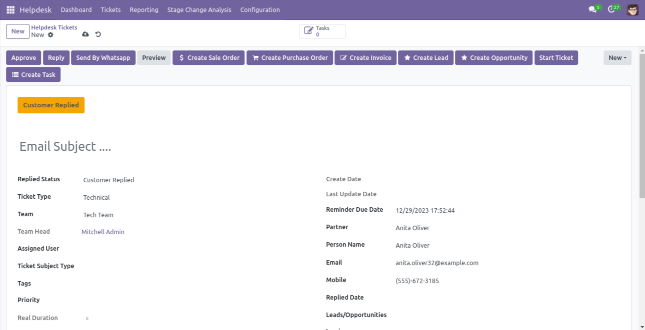 Helpdesk ticket form for creating a new ticket