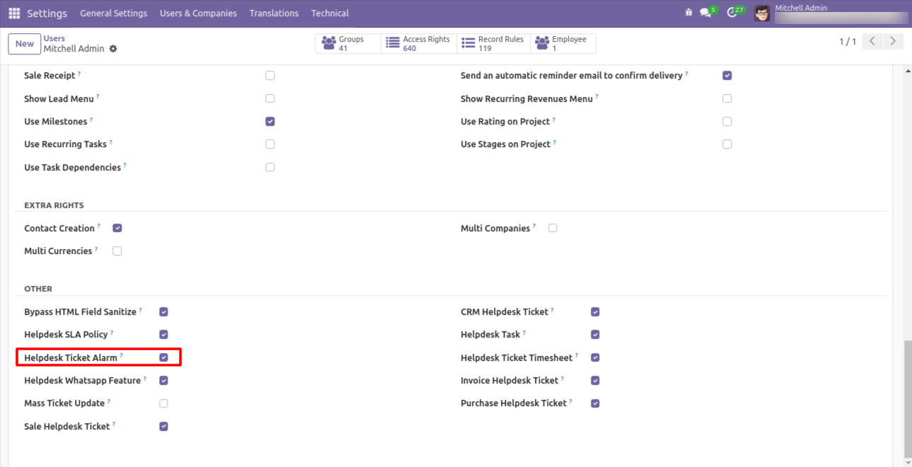 Enable Ticket Reminder in Helpdesk settings
