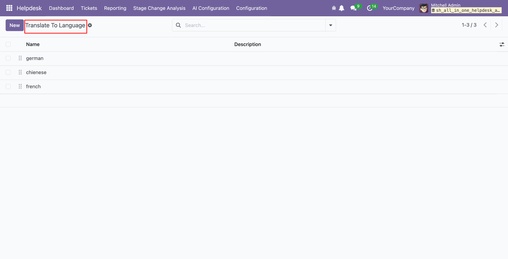 ChatGPT translation languages list view
