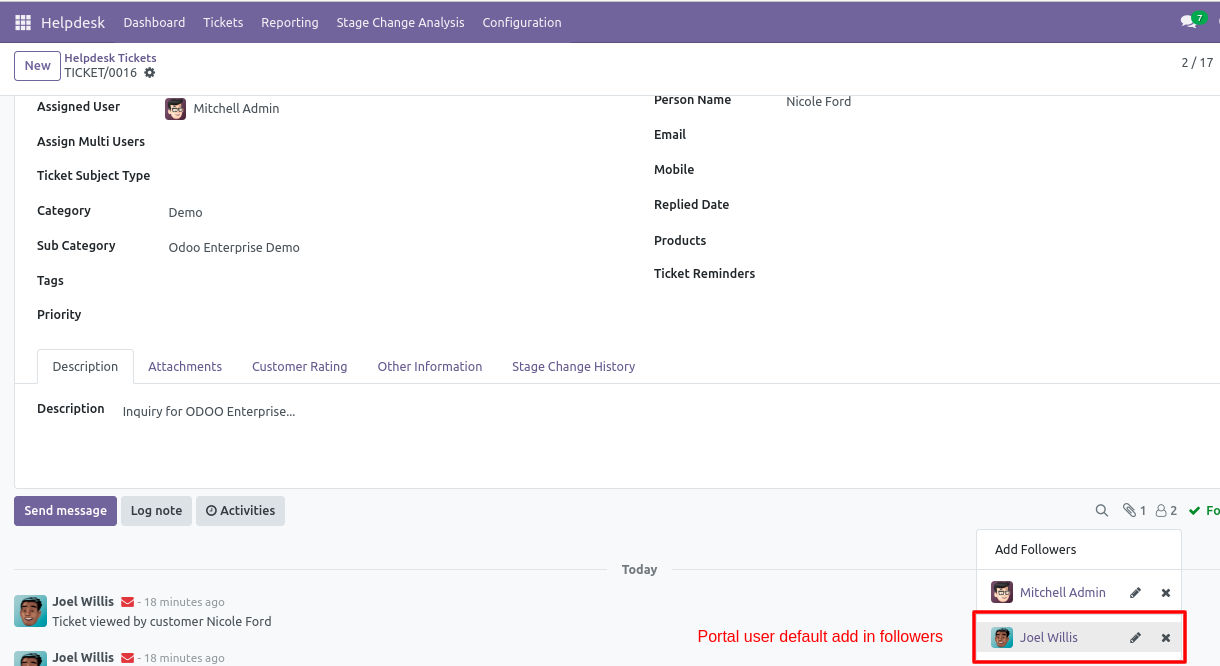 New customer automatically added as a ticket follower