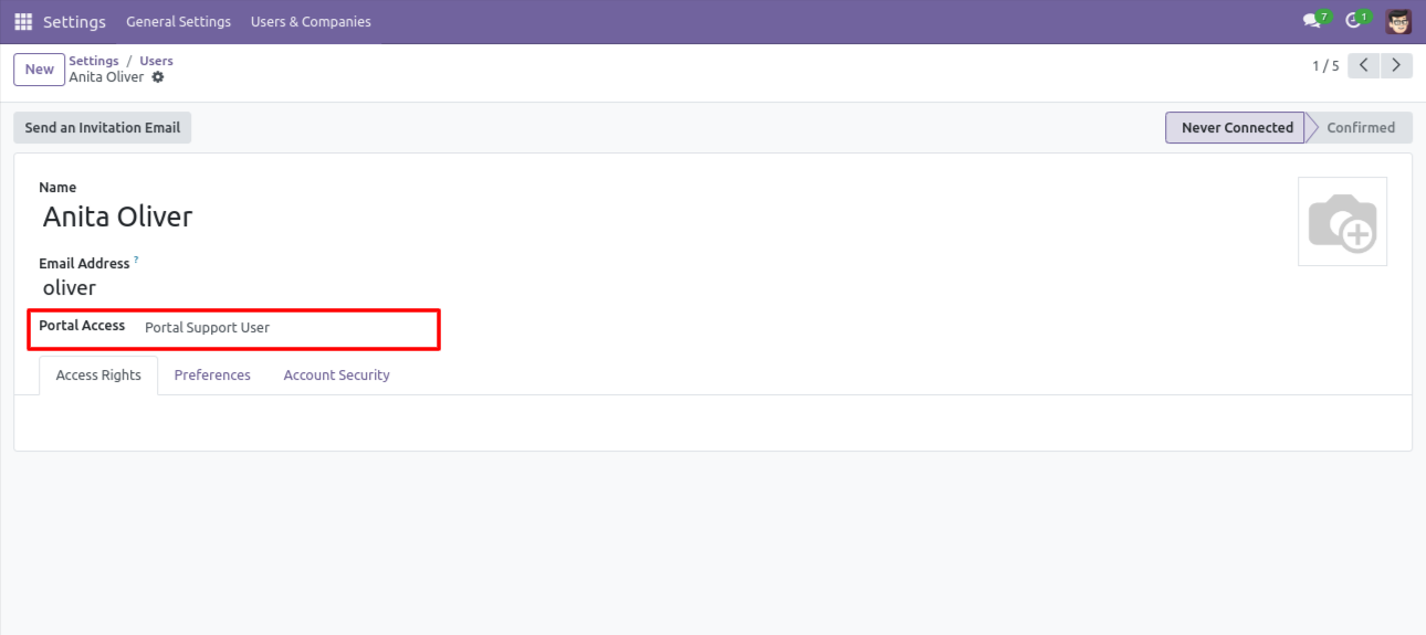 Portal Support User configuration
