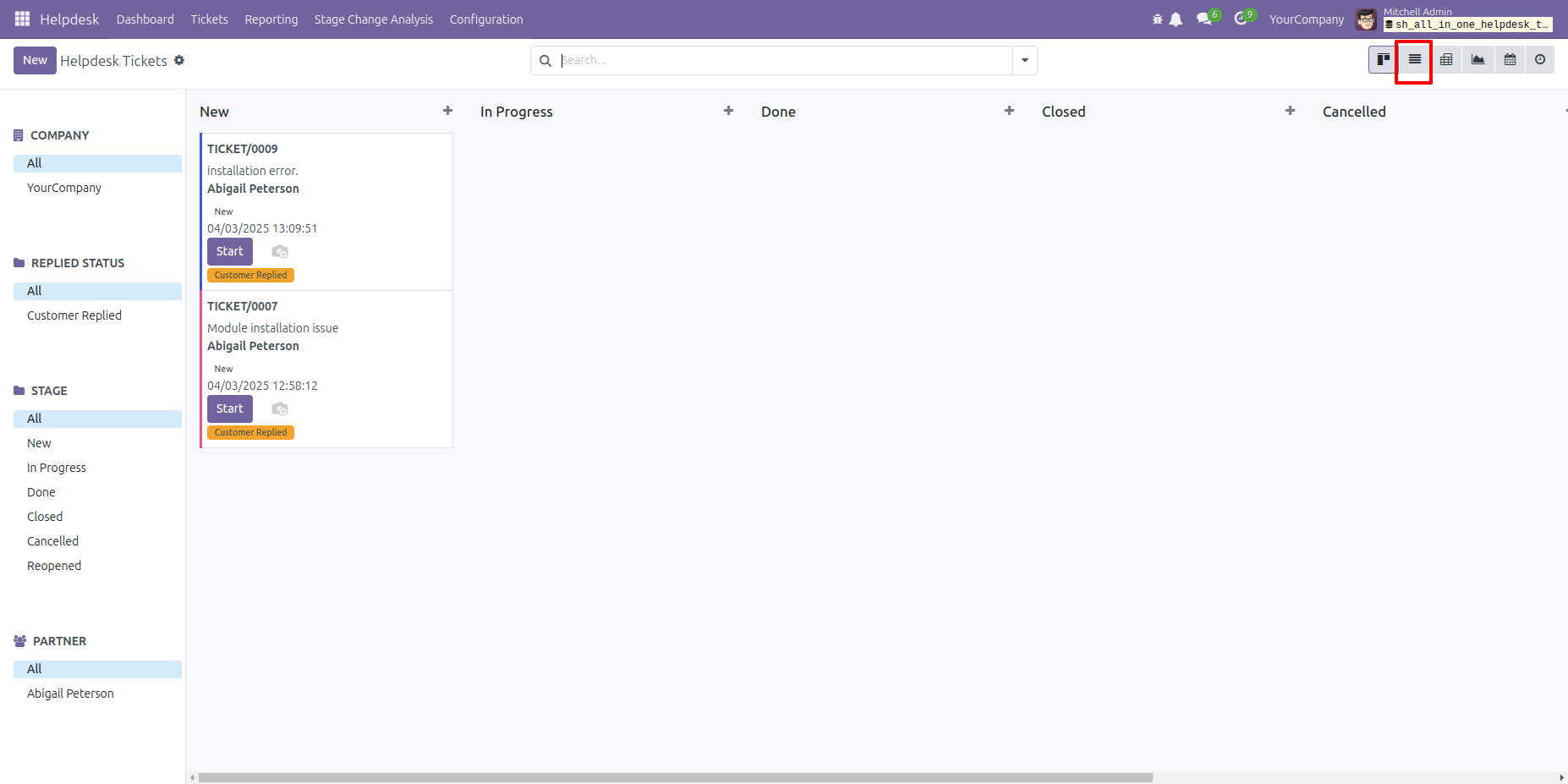 Open Helpdesk ticket tree view