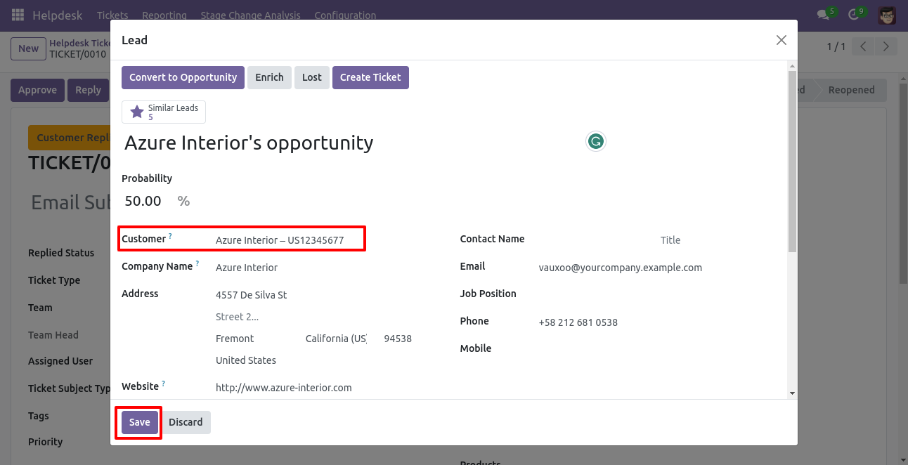 Create Lead wizard with lead details