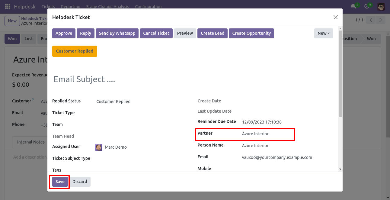 Create Ticket wizard with ticket details