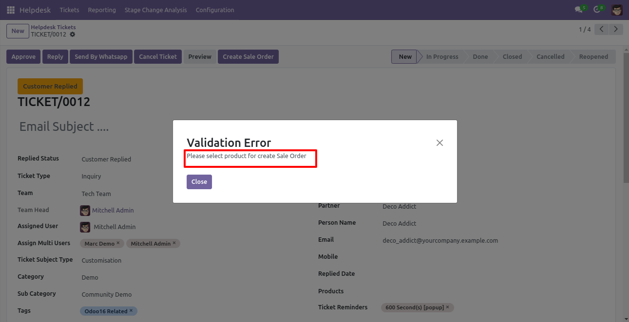 Warning when creating a sale order without products