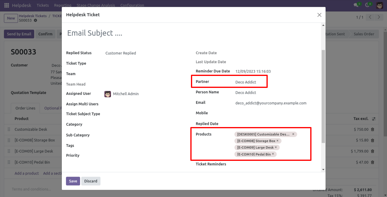 Create Ticket wizard with ticket details