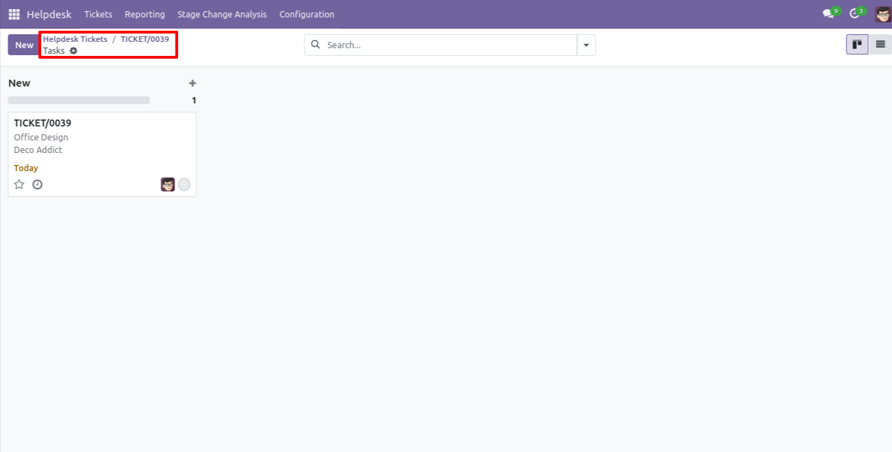 Tasks displayed in Kanban view
