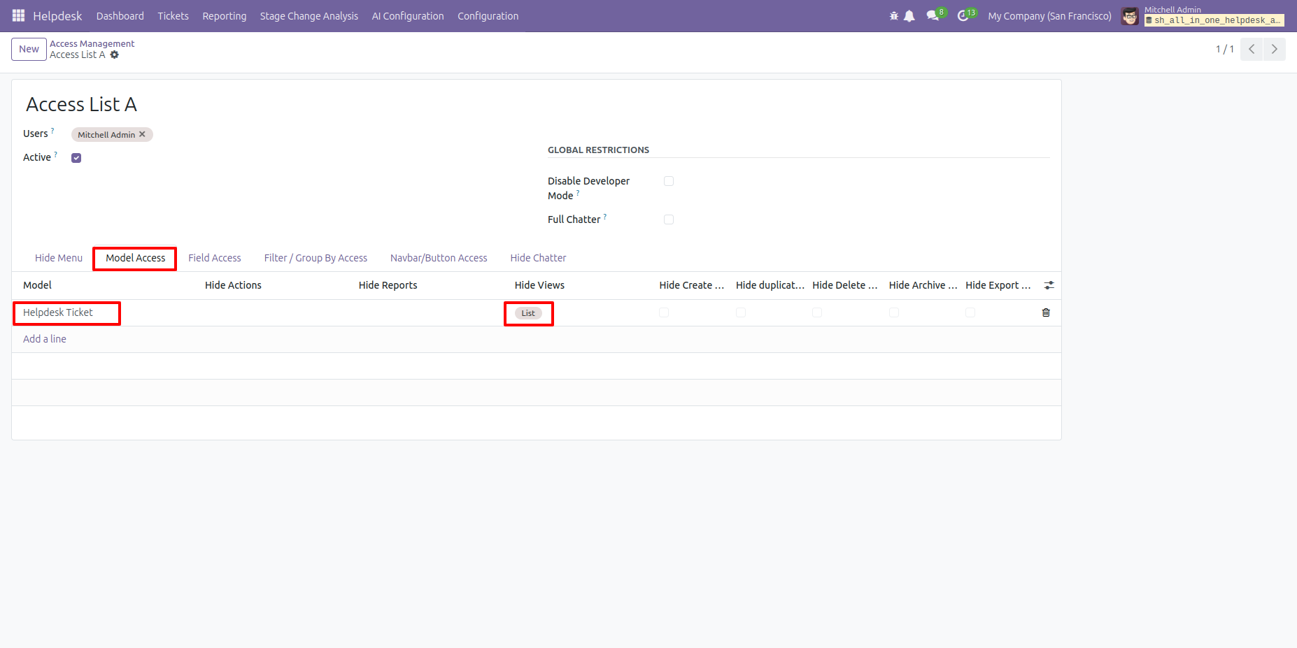 Select Tree View in Model Access settings