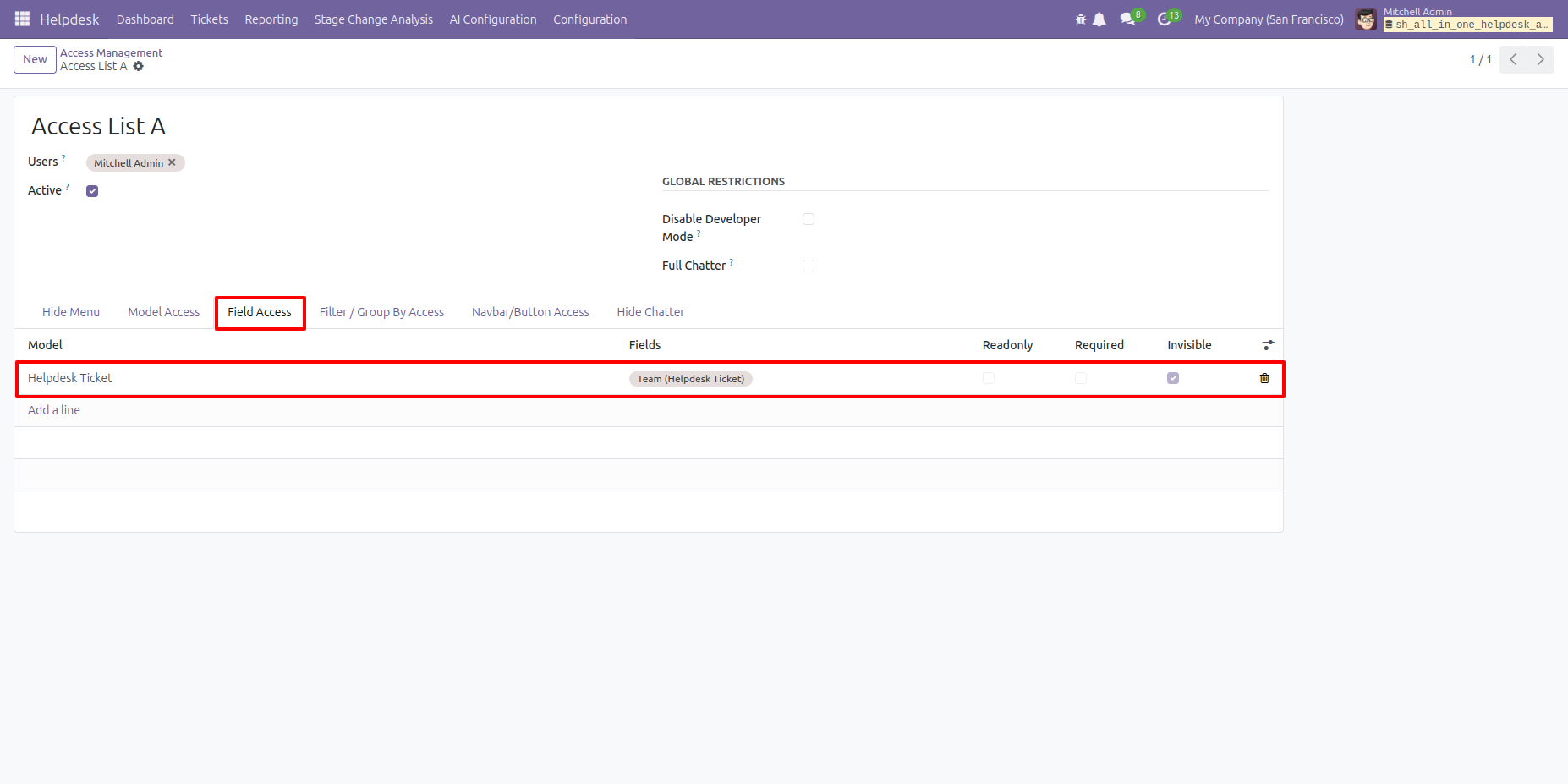 Select the Team field in Field Access settings