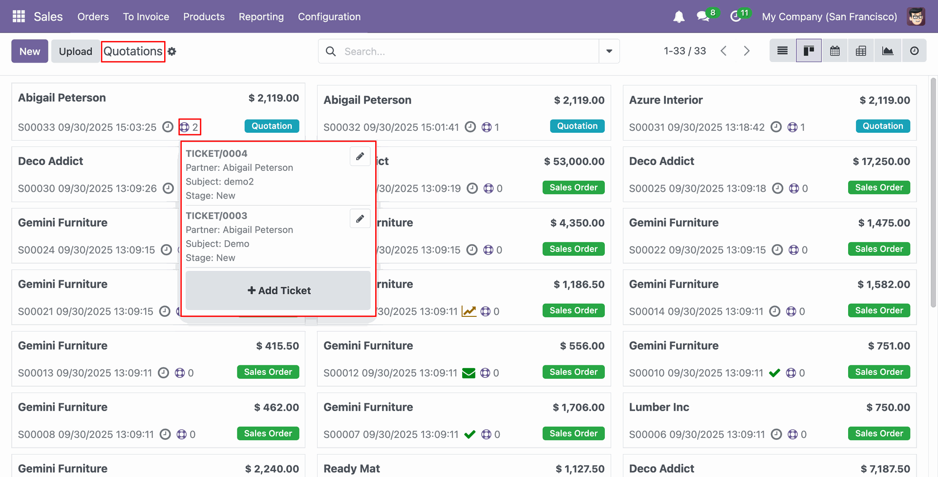 View Helpdesk ticket details from the Sale Order Kanban view