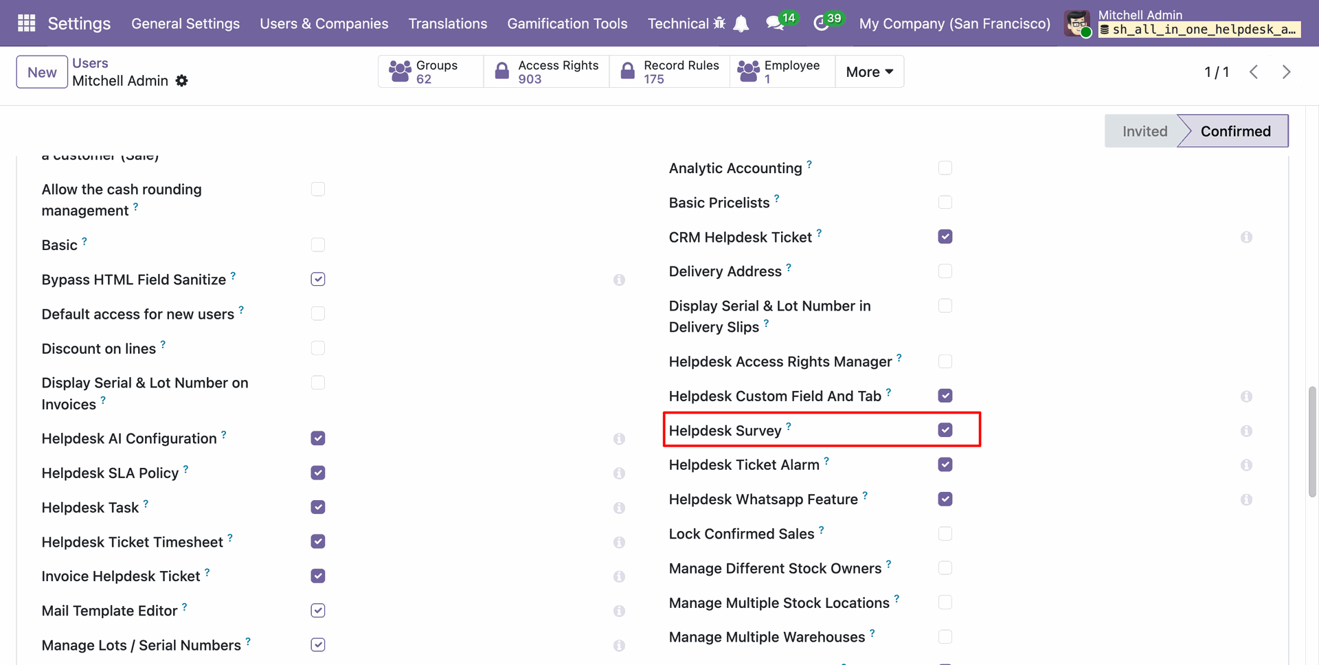 Enable Helpdesk Survey access for users