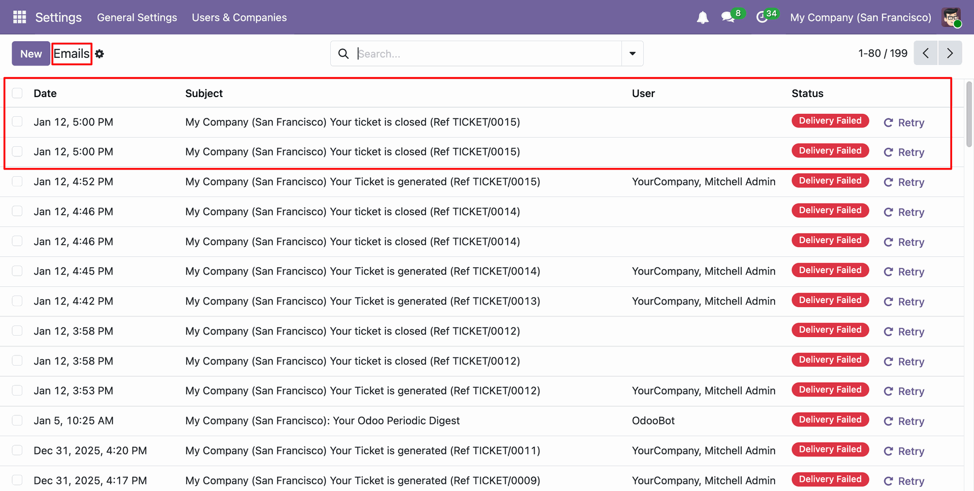 Auto follow-up email sent for the Helpdesk ticket