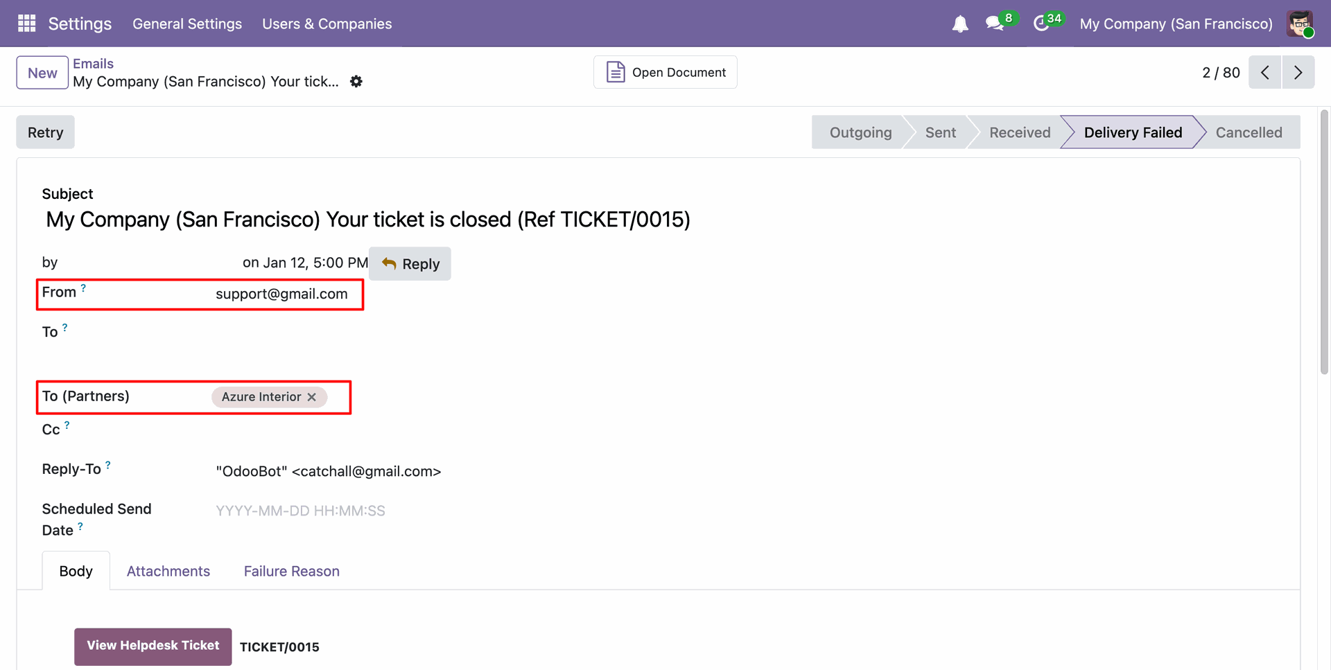 Auto follow-up email sent to the selected customer