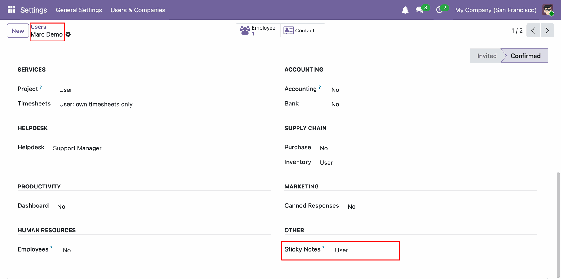 Configure User access for Sticky Notes users