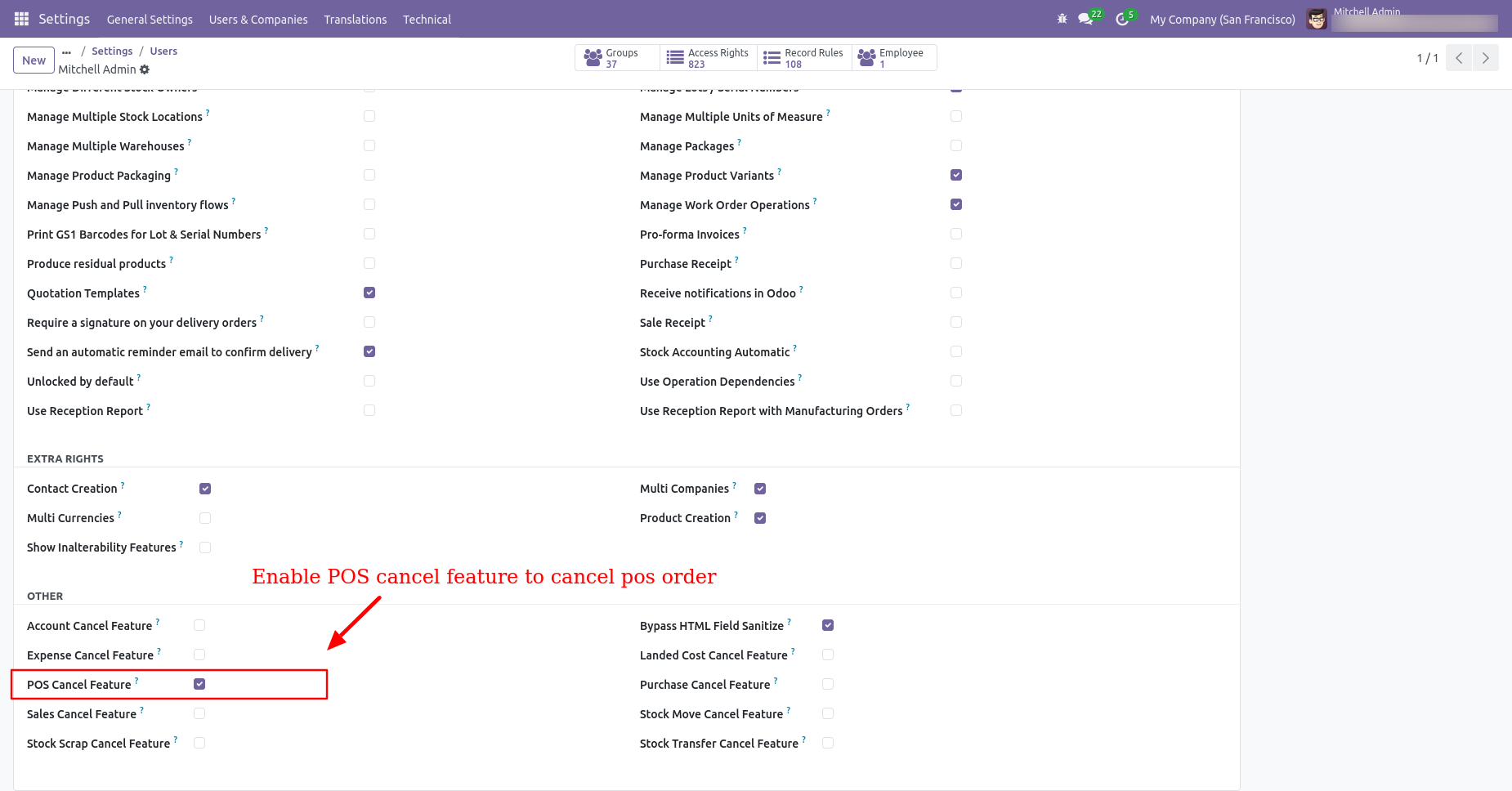 POS order cancellation configuration