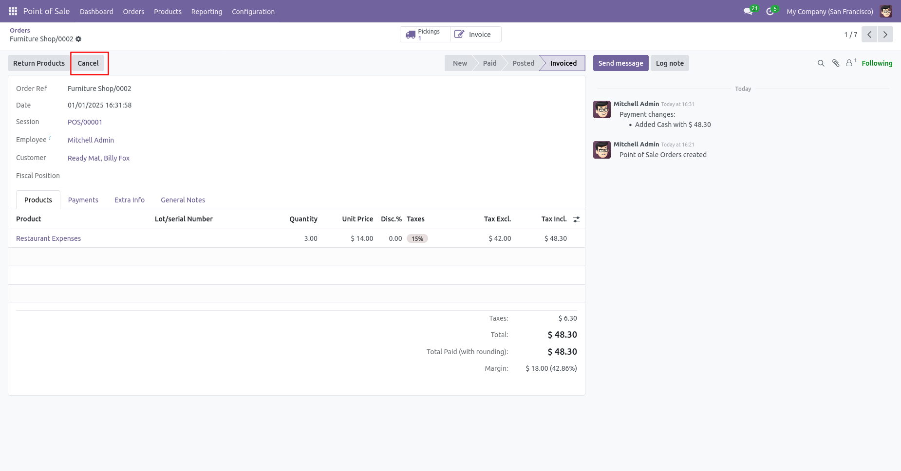 Cancel POS invoice
