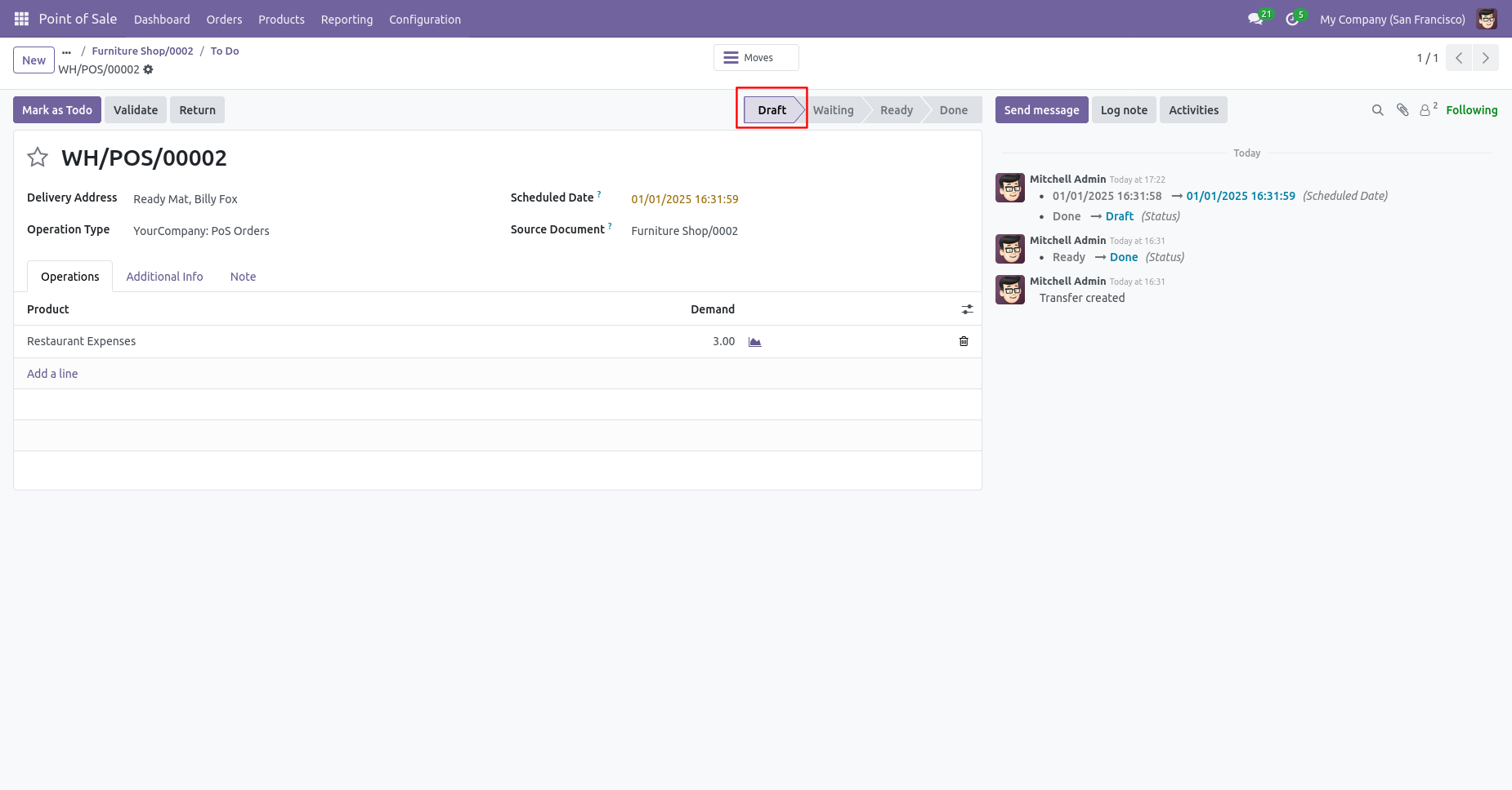 POS payment reset to draft