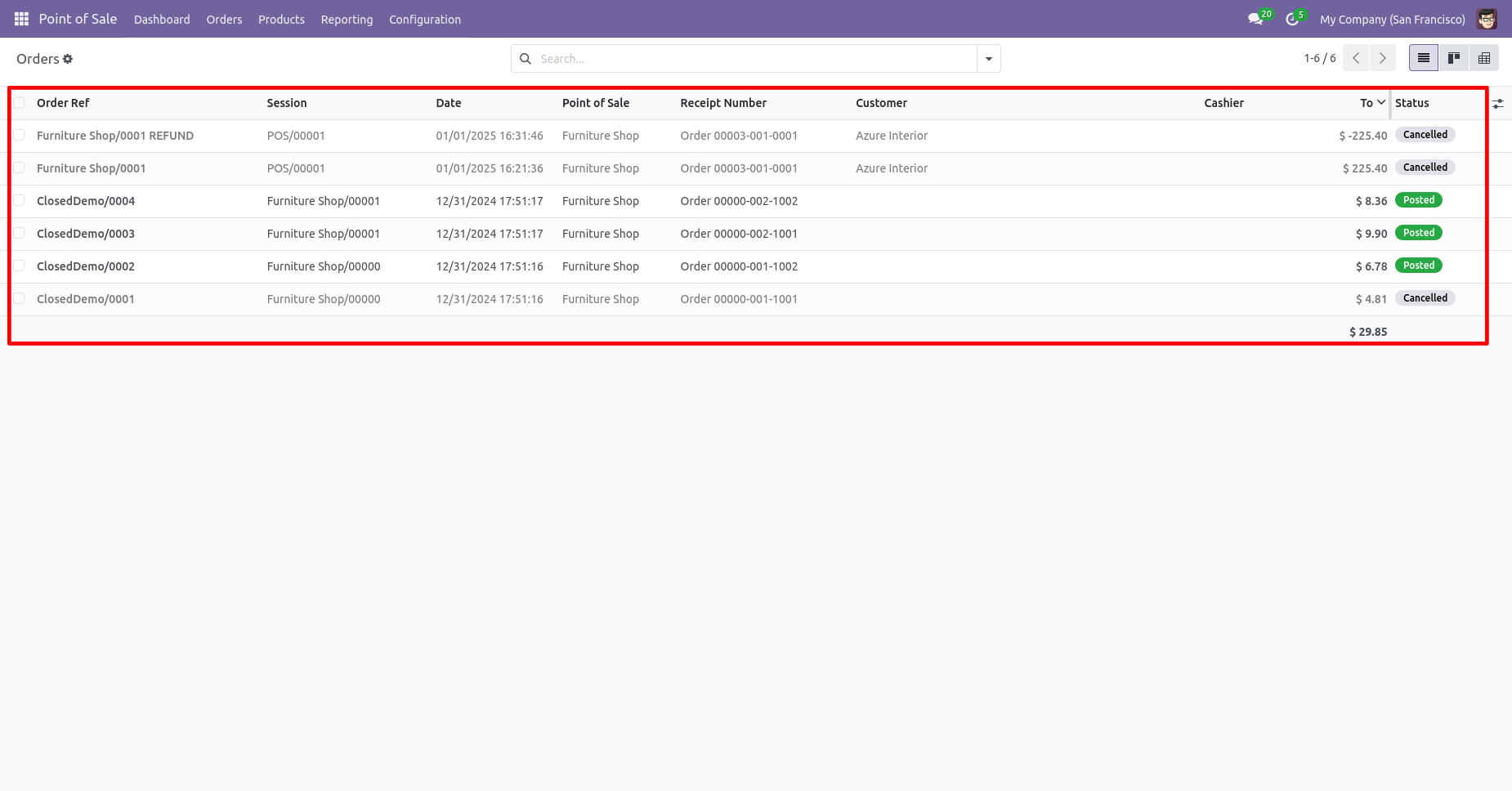 Multiple POS orders deleted