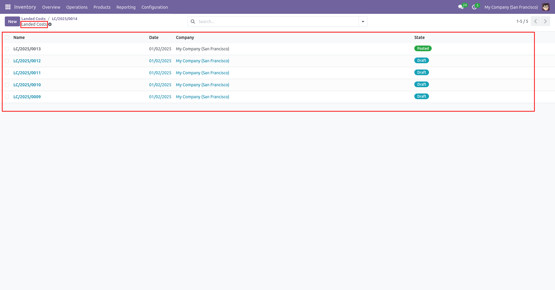 Deleted landed cost after cancellation