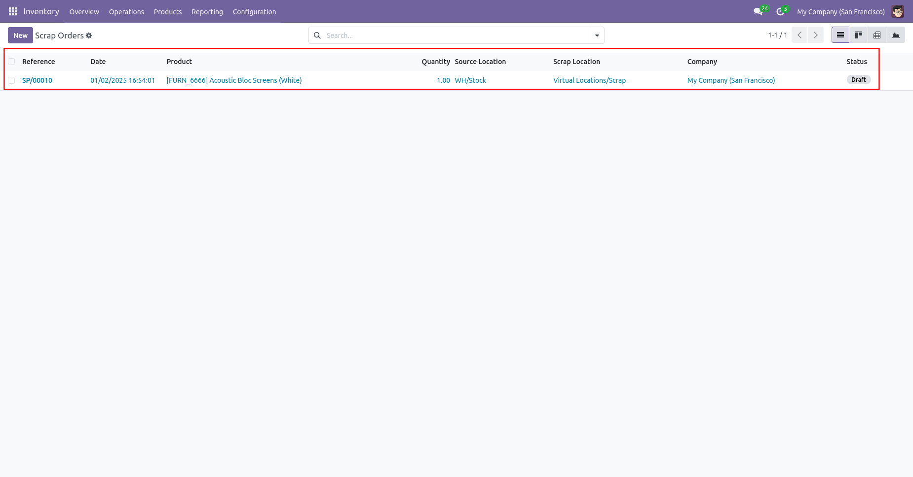 Multiple scrap orders deleted