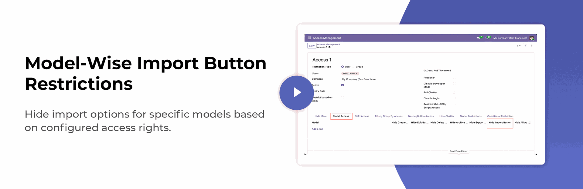 Model-Wise Import Button Restrictions