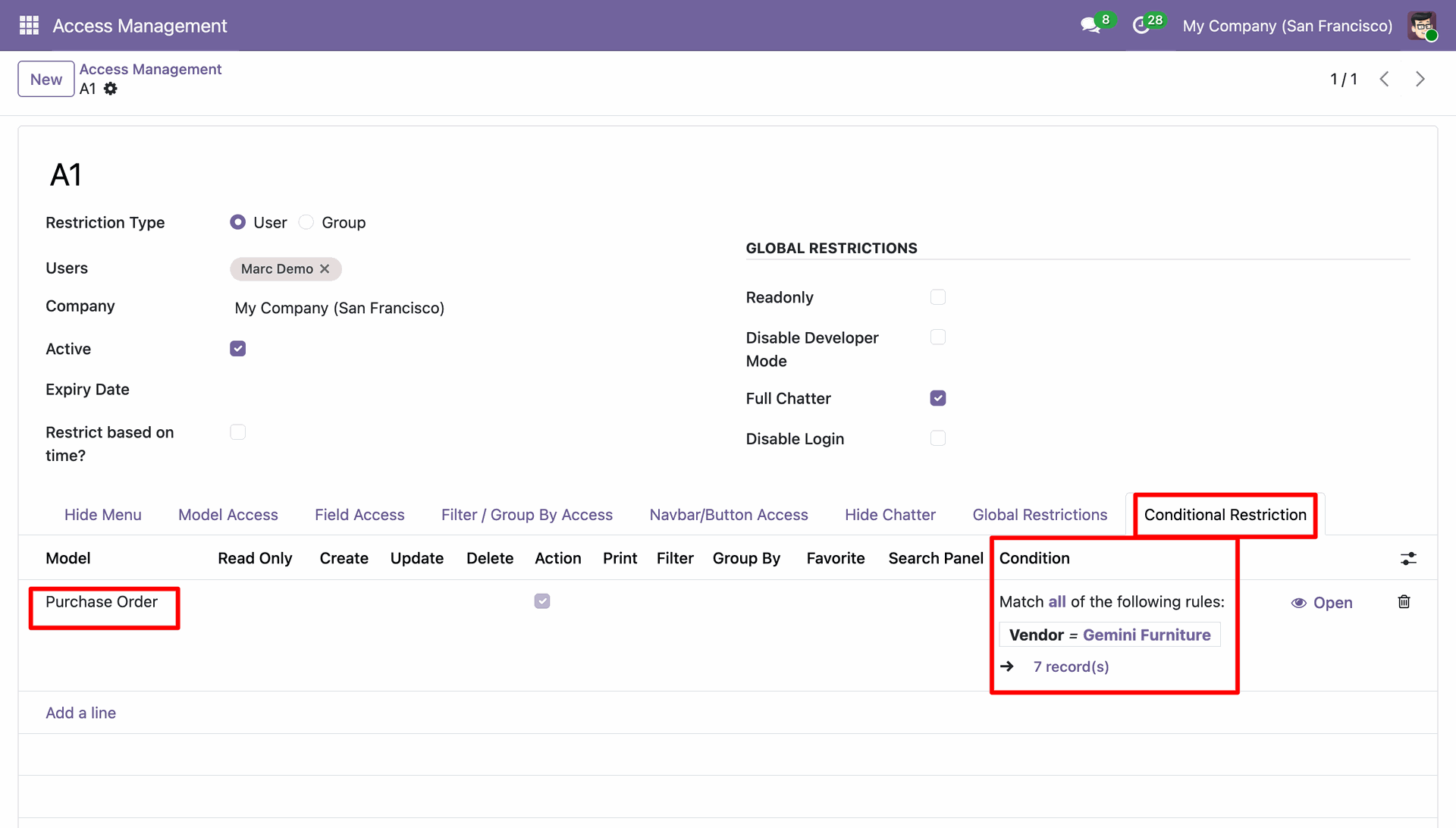 Conditional Rules in Odoo AMS