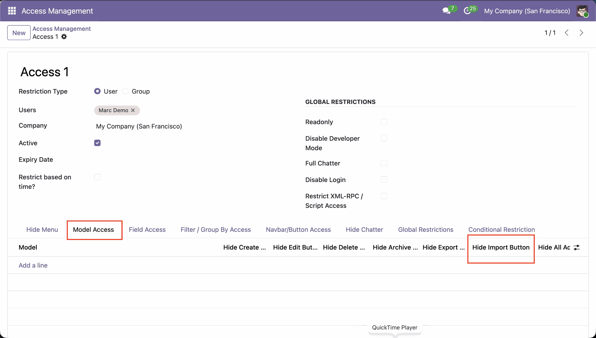 Control Access on Data Import