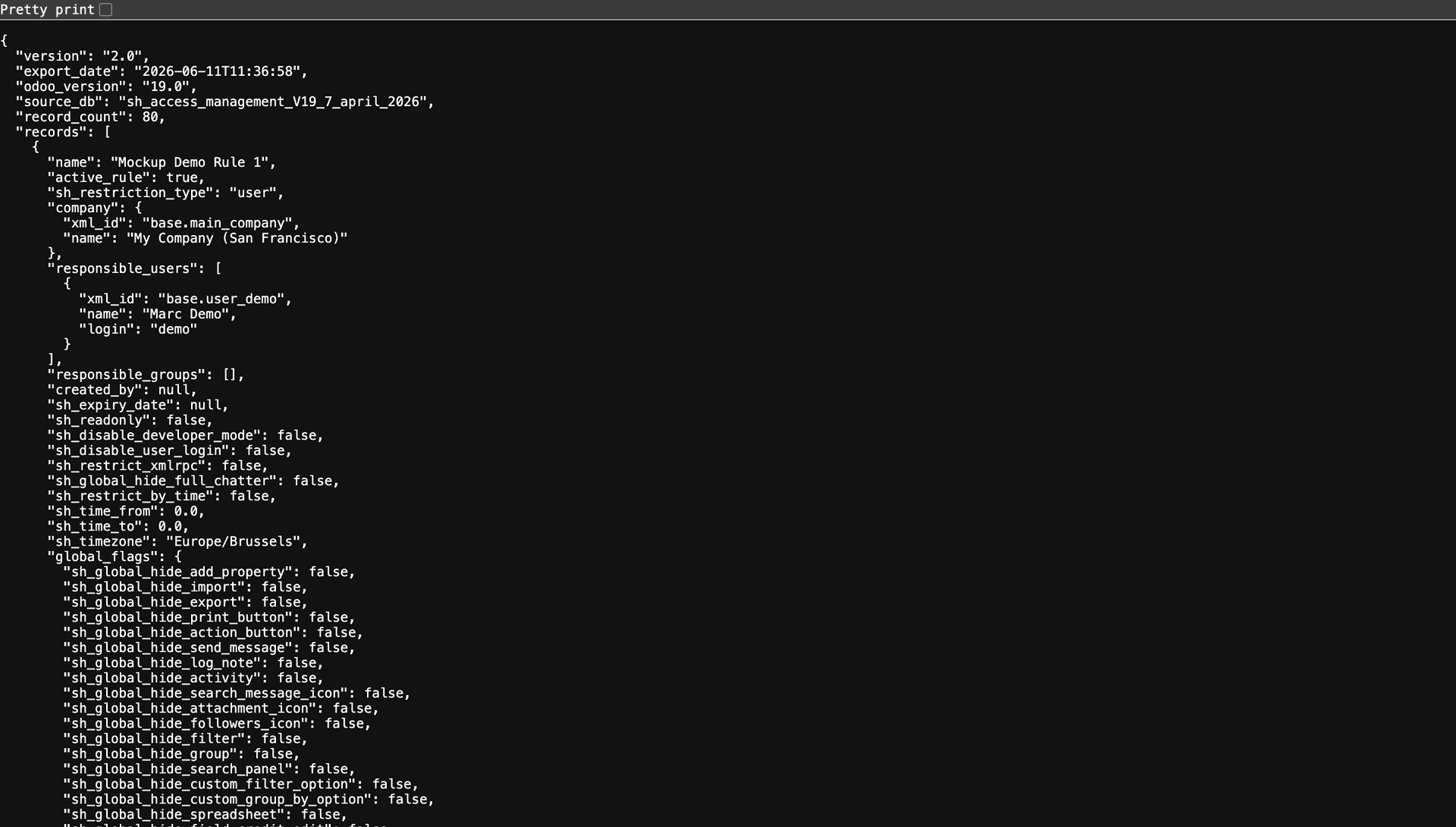 JSON Rules & Permission Export