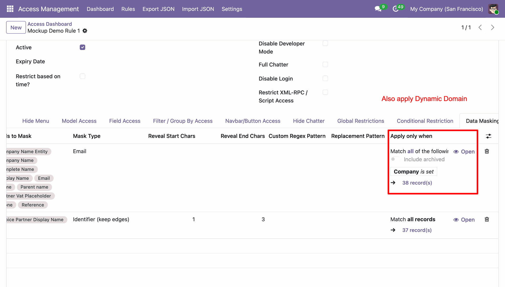 Apply Dynamic Domain