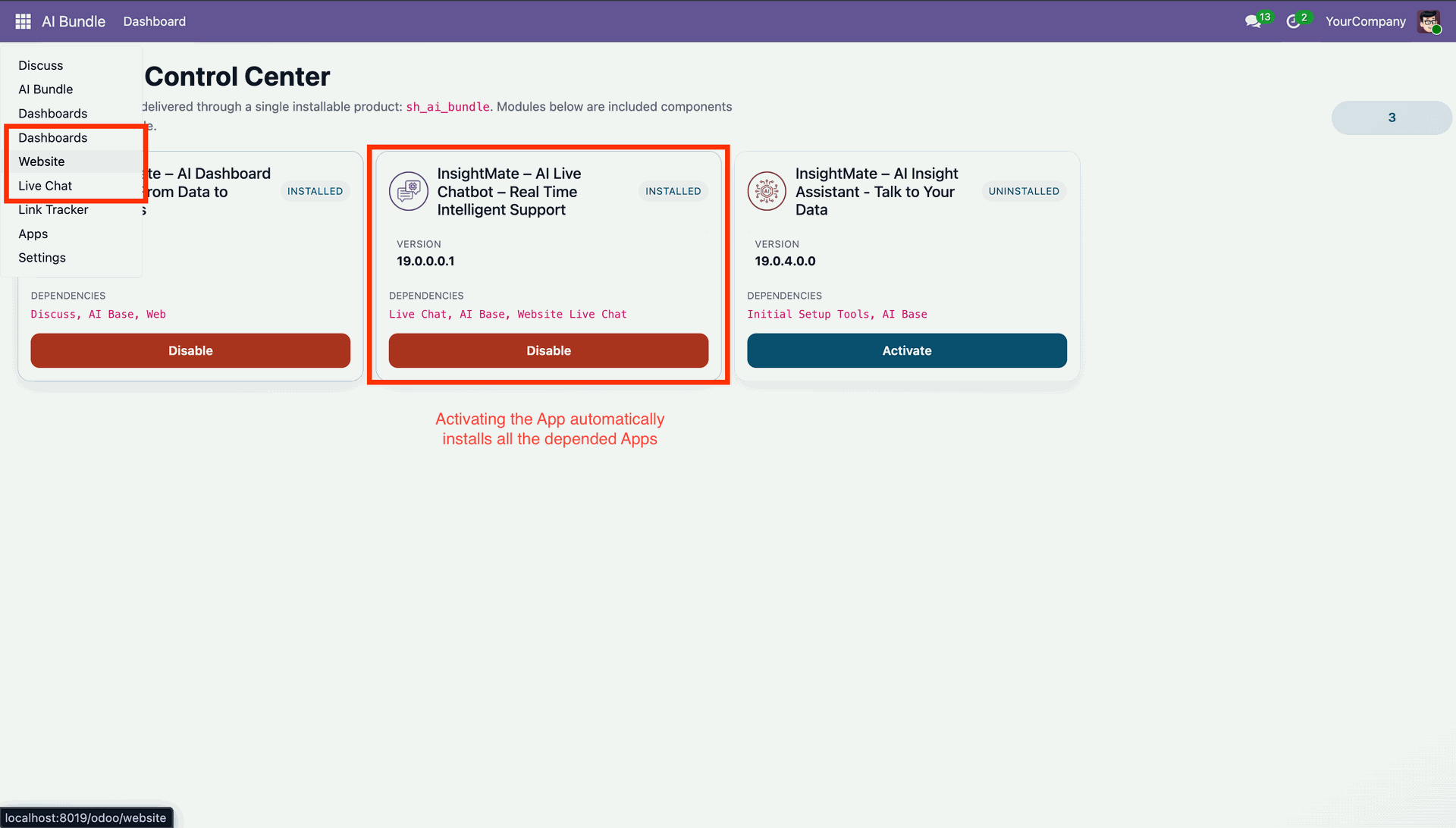 Automatic dependency installation for Odoo AI modules