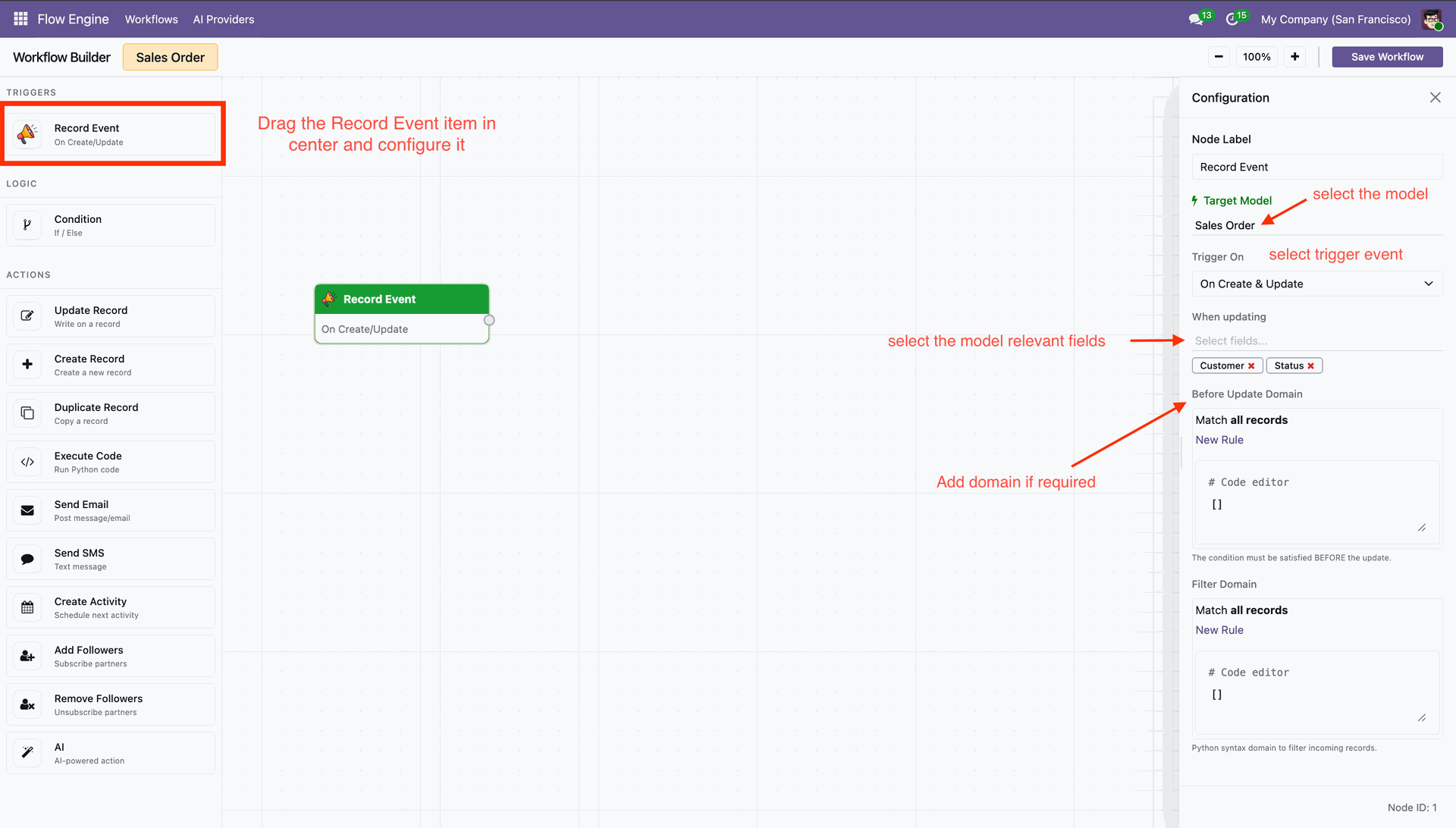 Configure workflow conditions and execution rules