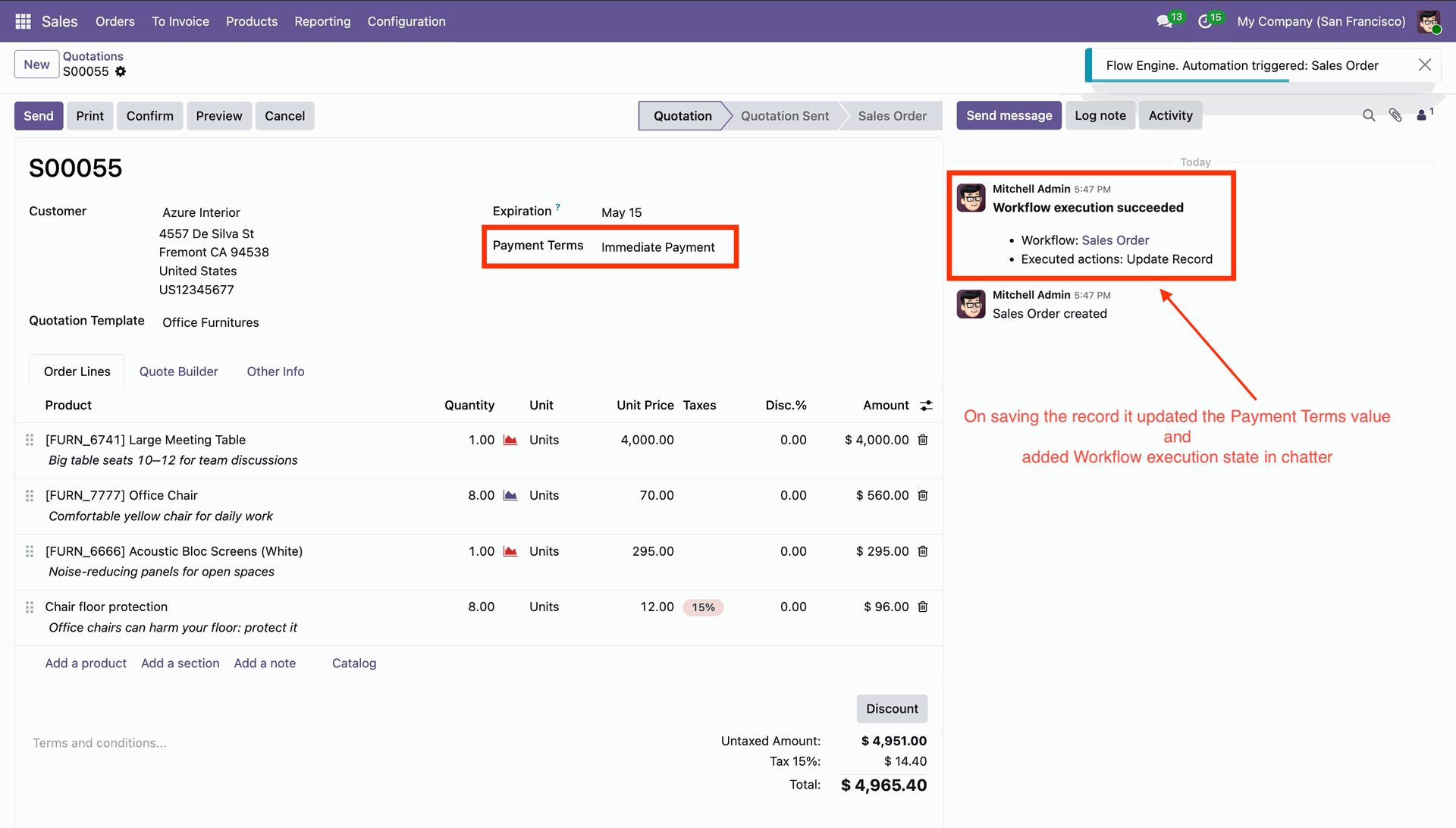 Workflow updates record and logs execution history