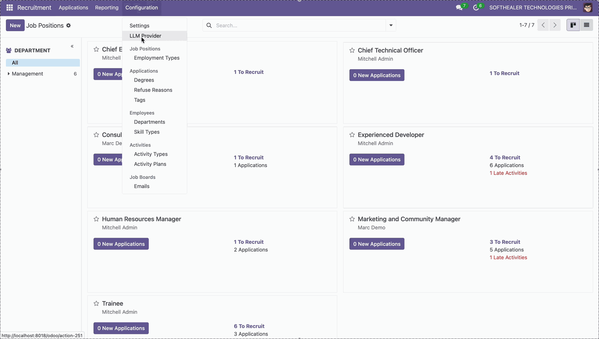 Configure LLM providers for AI recruitment