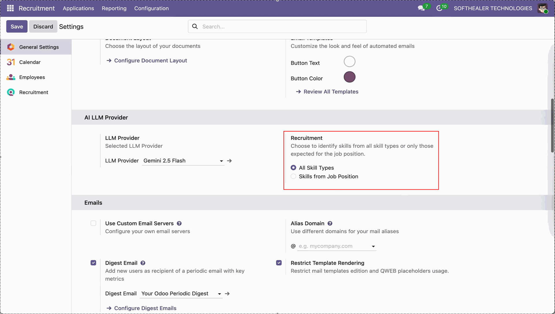 Configure analysis using all recruitment skill types