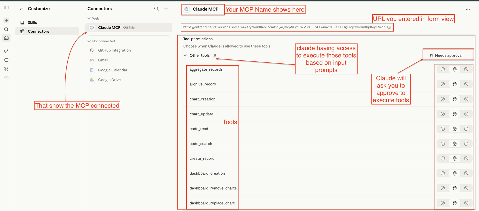 View successful MCP server connection details