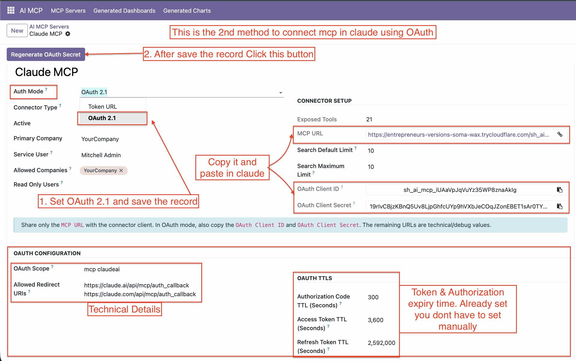 Connect MCP server using OAuth authentication