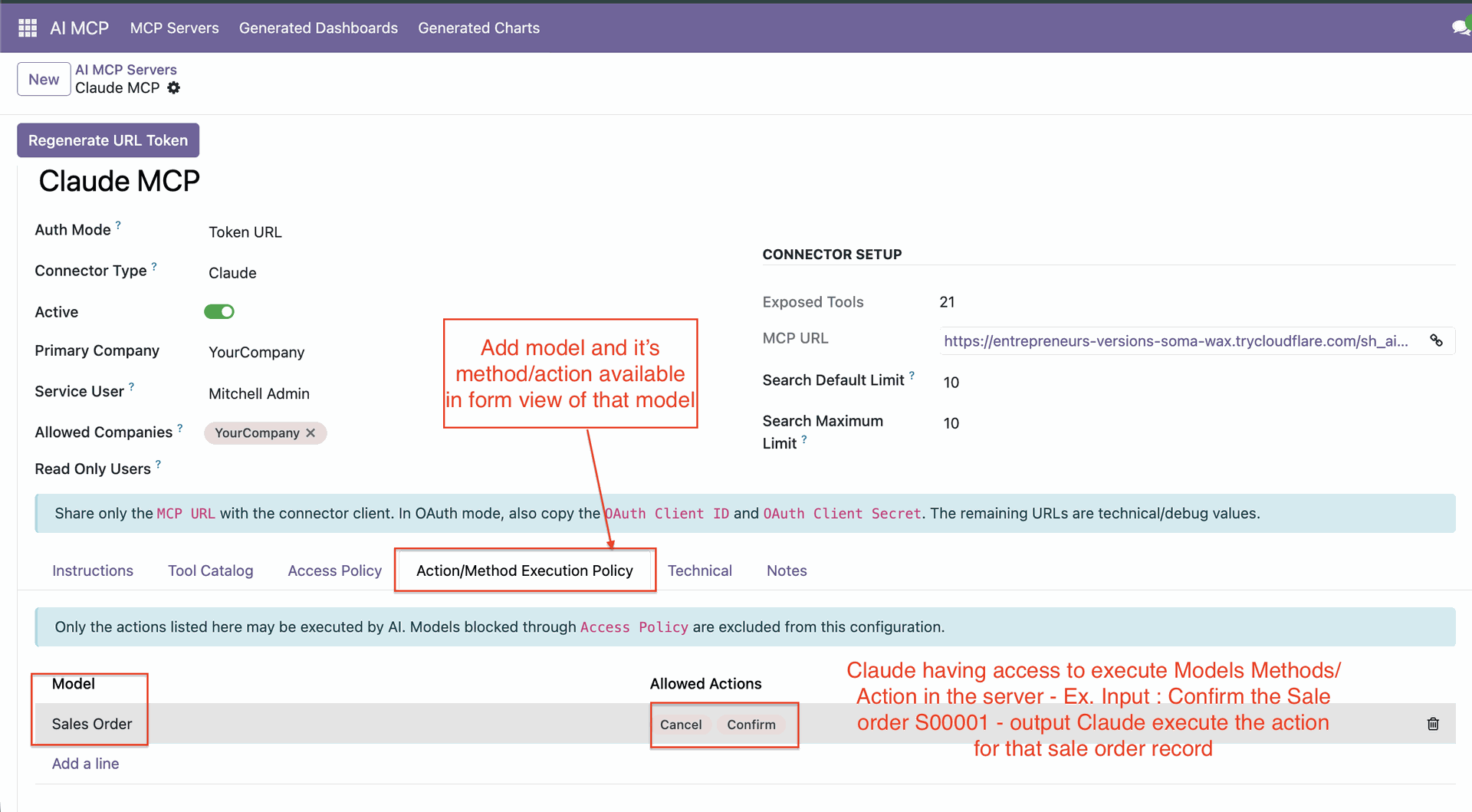 Control allowed actions for models and records