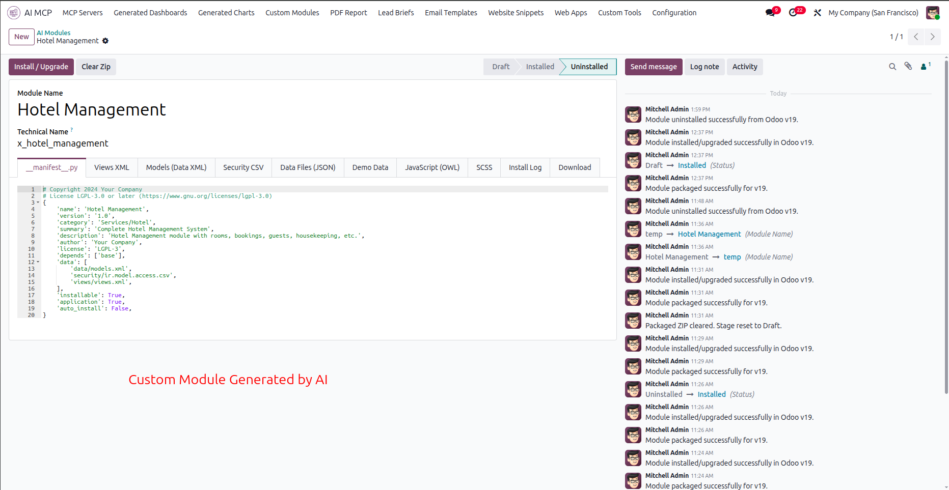 Review AI generated module manifest details