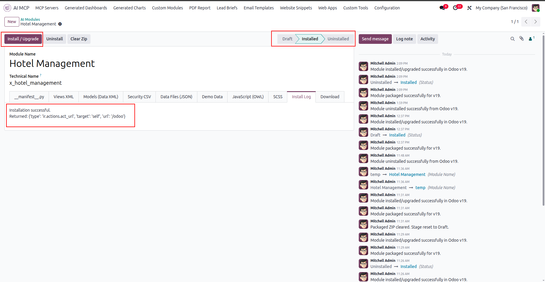 Verify custom module installation status