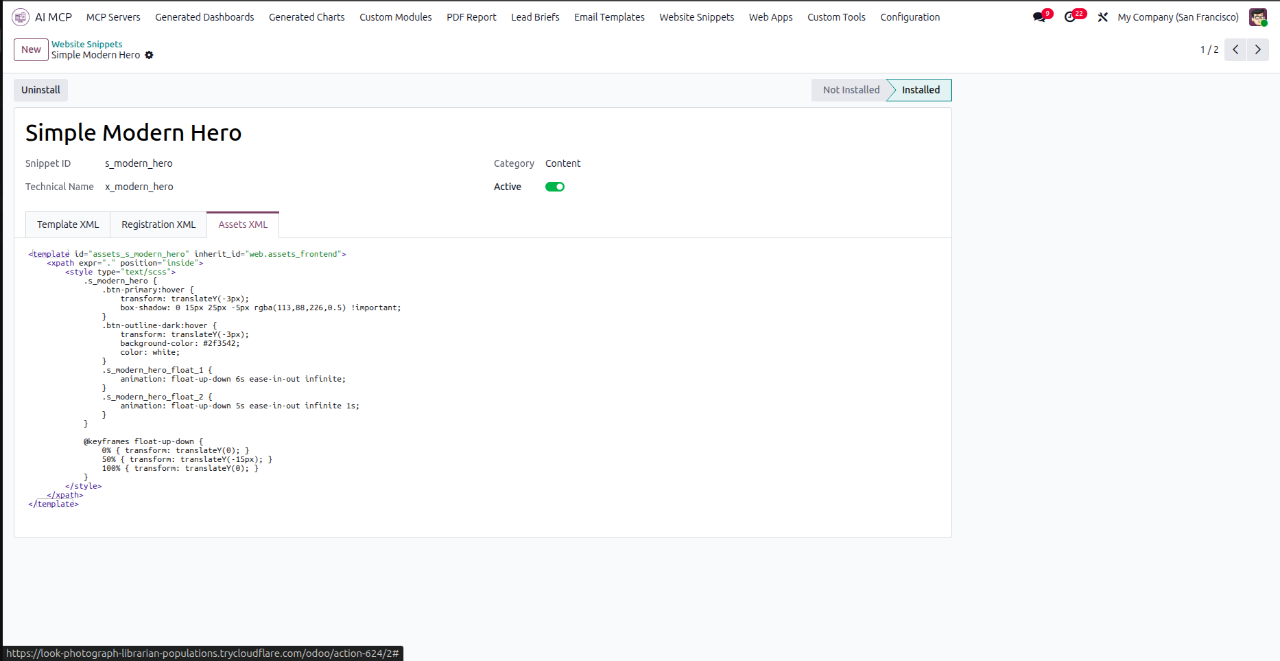Review website snippet assets and styling