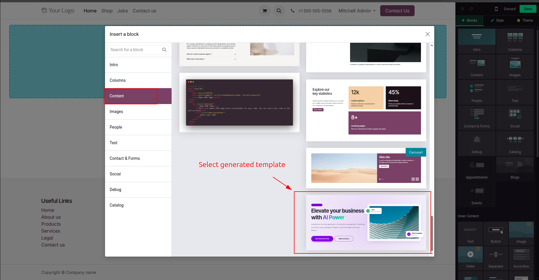 Locate AI website snippet in content blocks