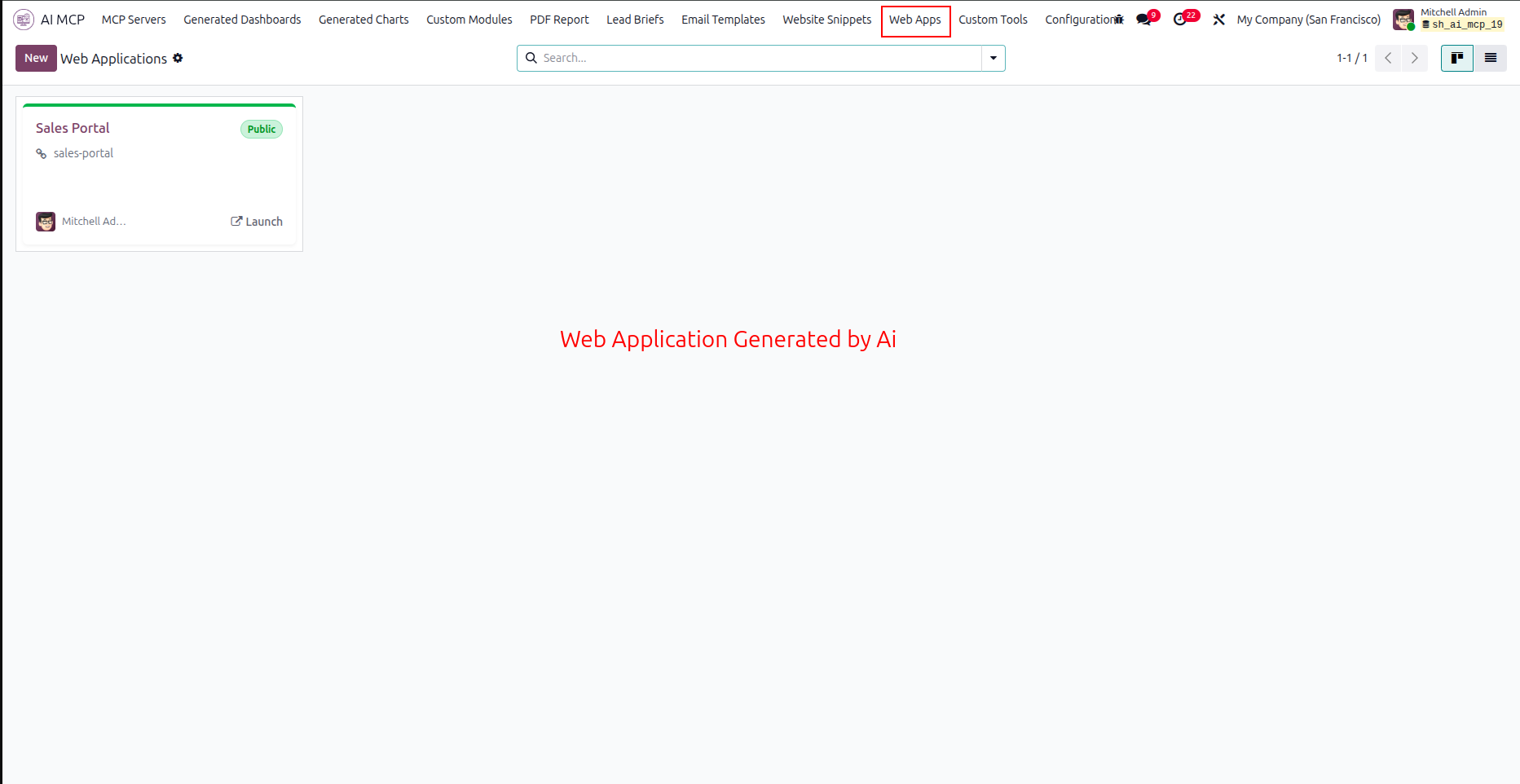 View AI generated web applications in Odoo