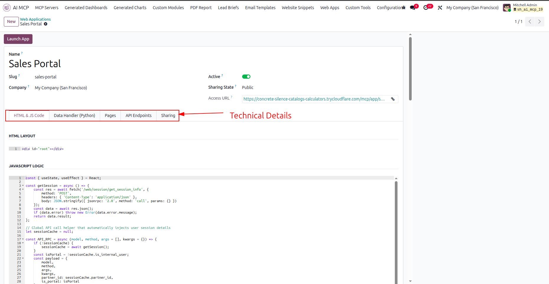 Review web app code endpoints and settings