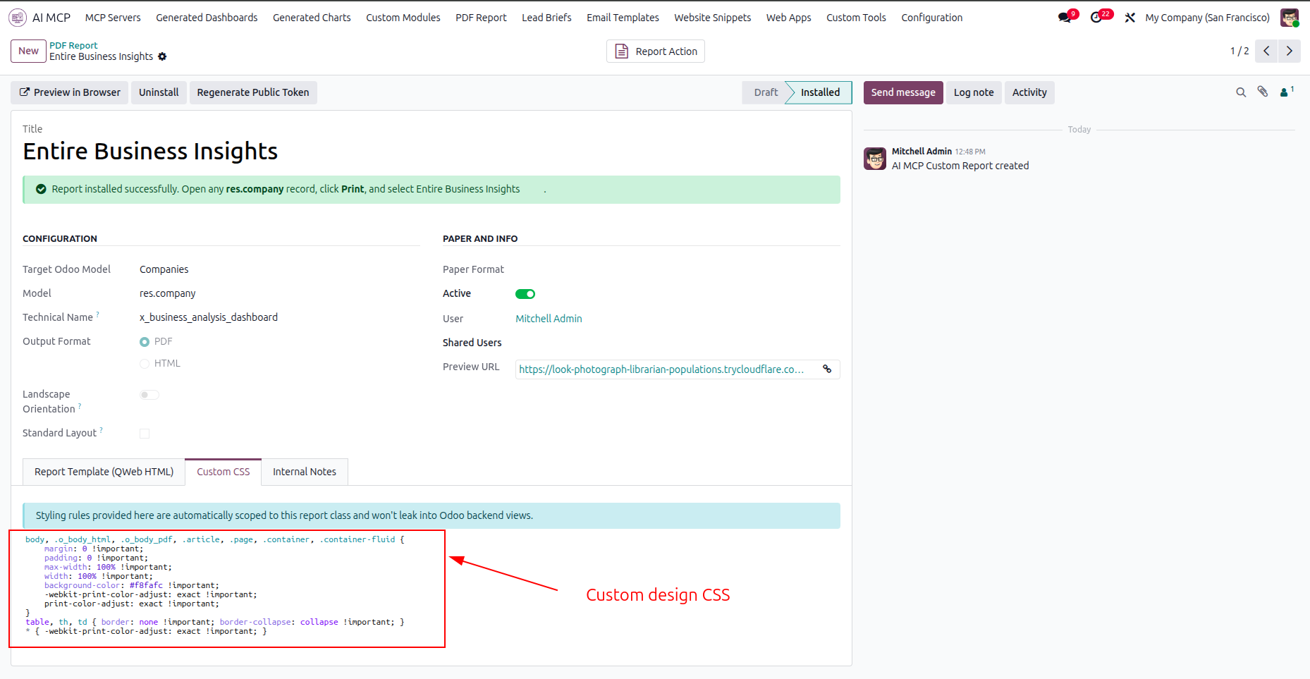 Customize PDF report layout using CSS styles
