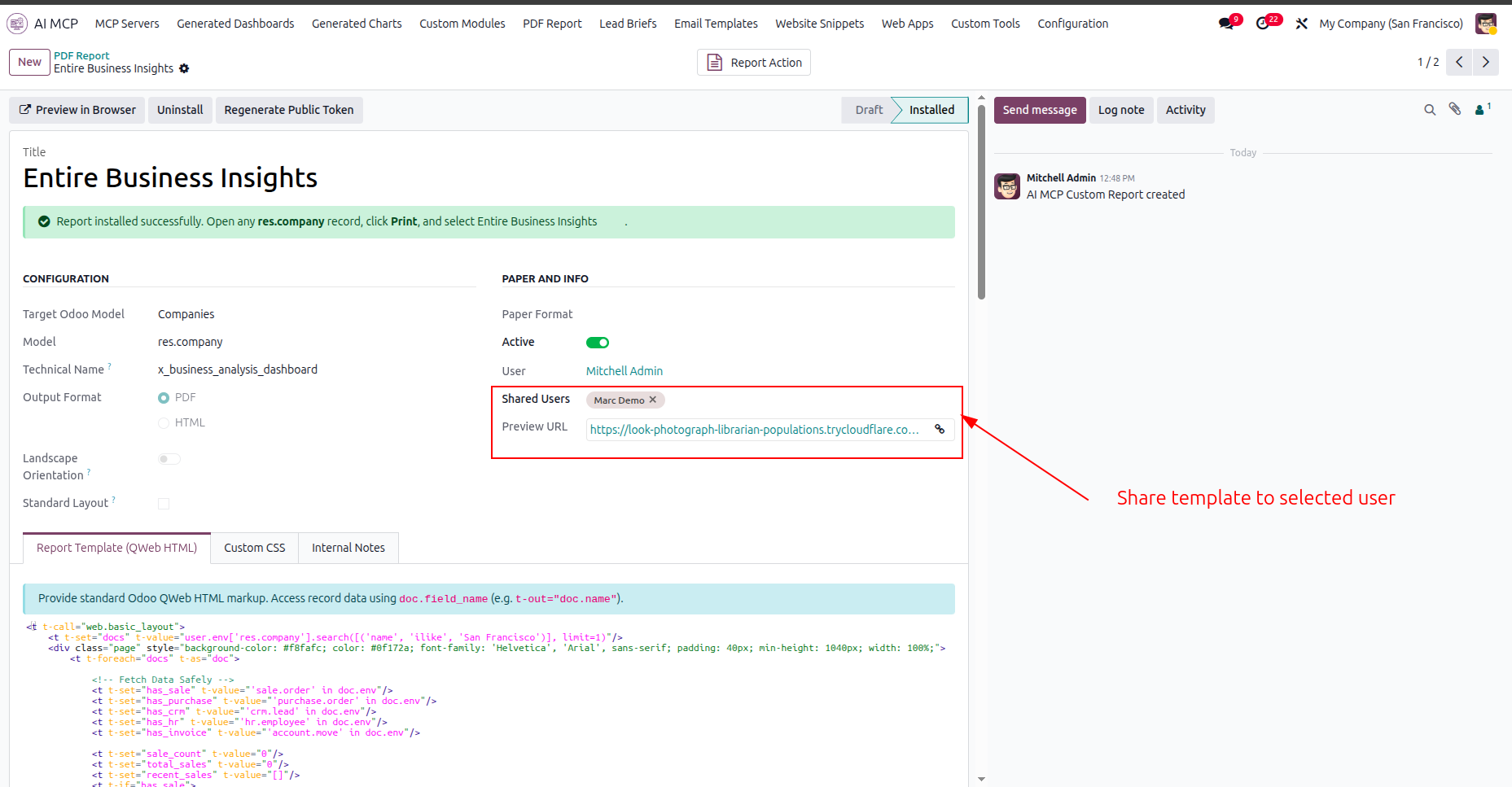 Share PDF report access with selected users