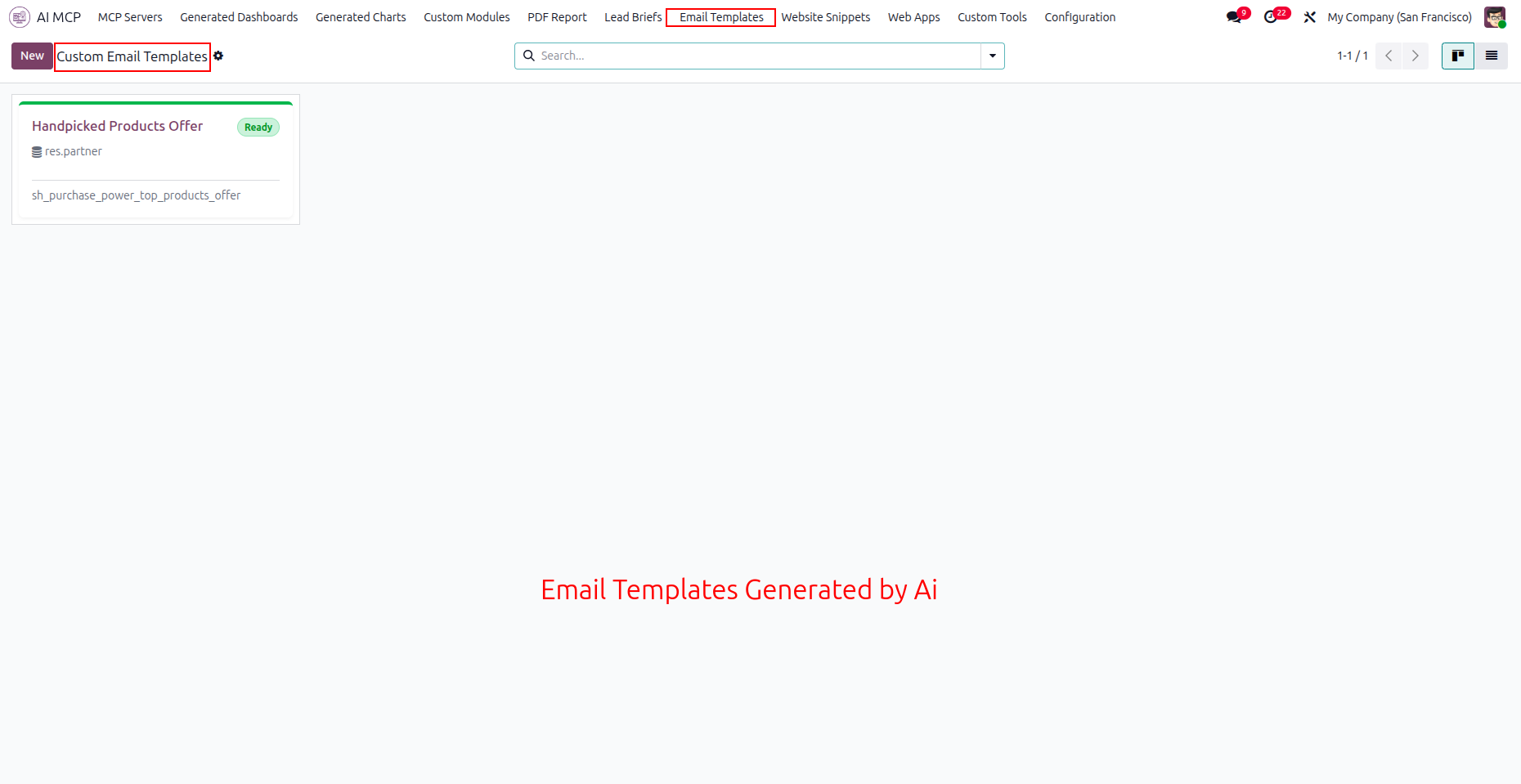 View AI generated email templates in Odoo