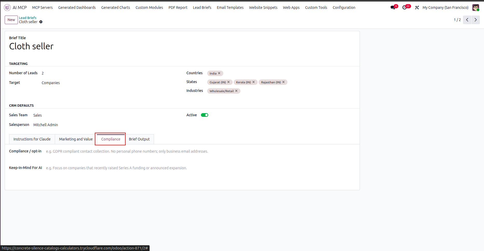 Define compliance rules for AI lead generation
