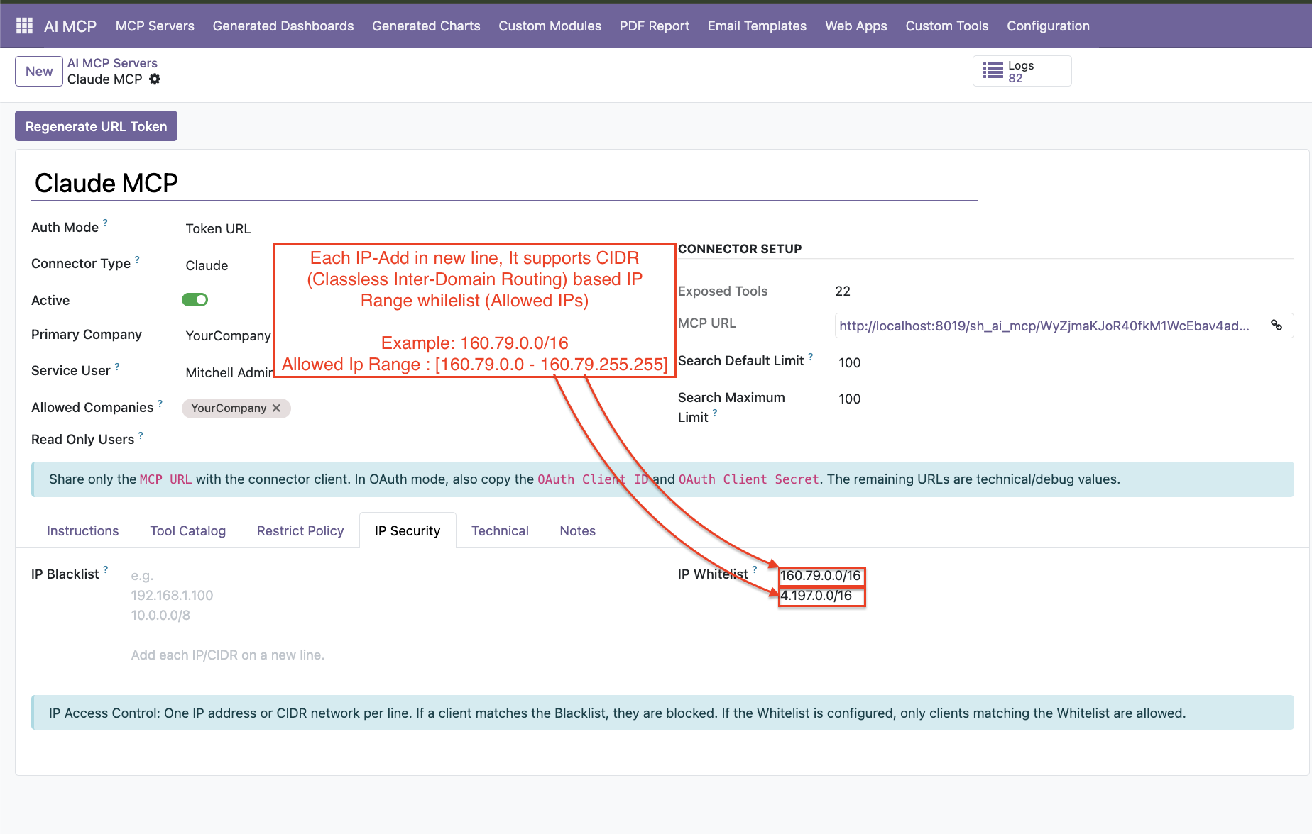 Configure IP whitelist for secure MCP access